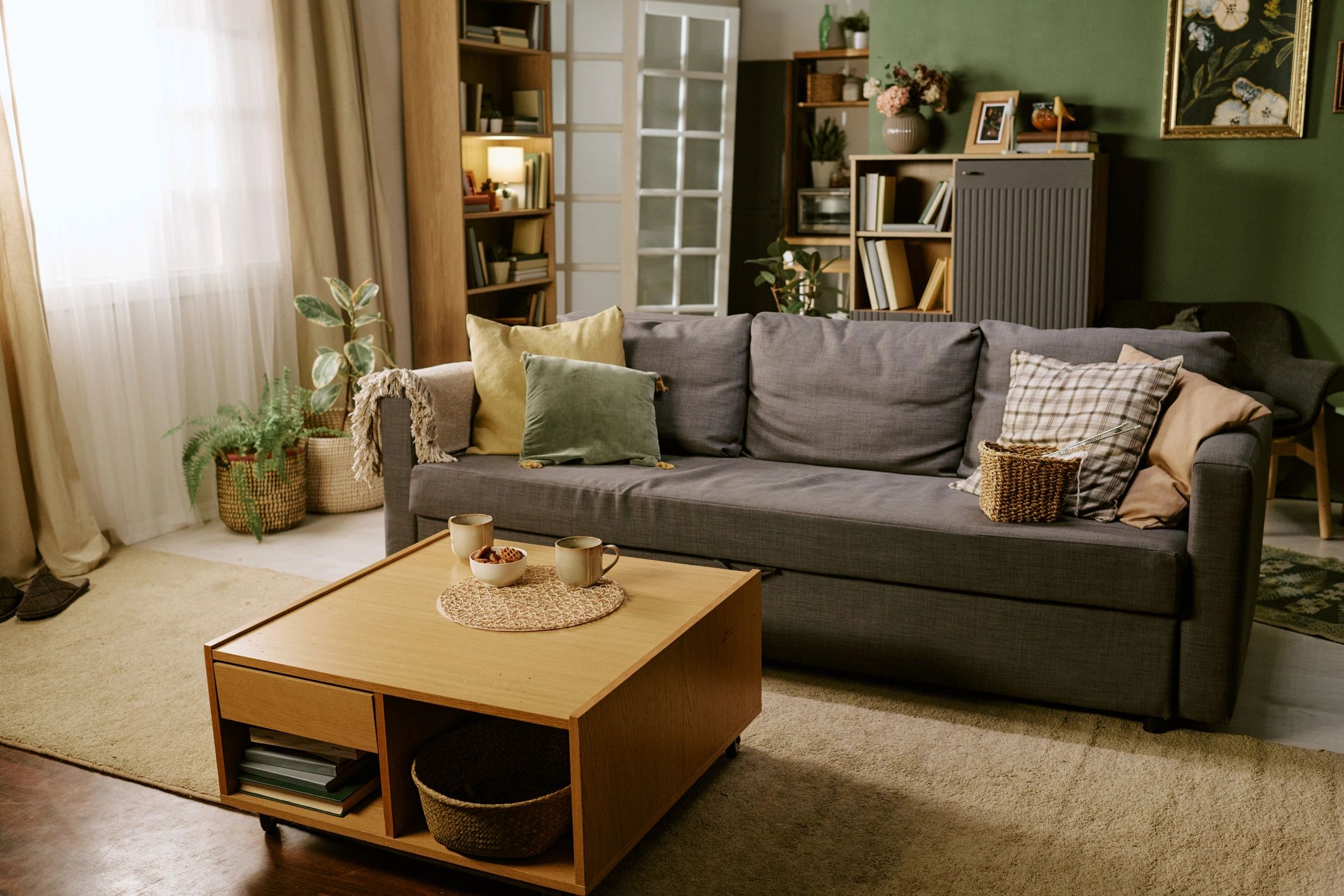 Bright, tidy living room representing a cared-for home